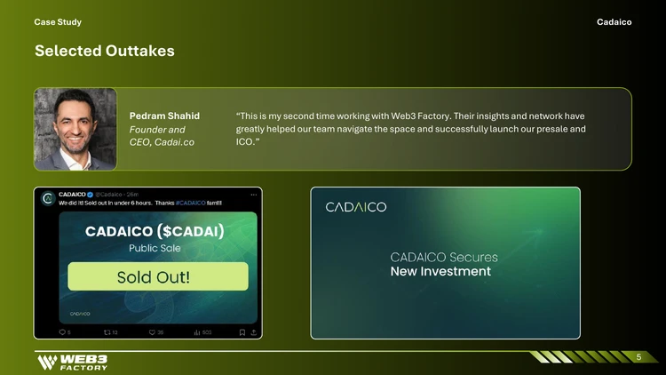 CADAICO client testimonial and project outtakes