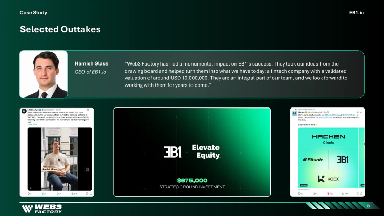 EB1 client testimonial and project outtakes